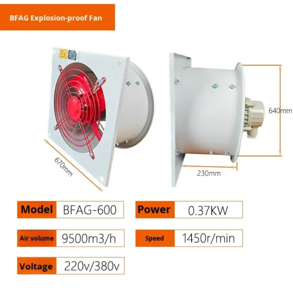 Axial Flow Exhaust Fan, Explosion-proof, 380V, Stainless - view 6
