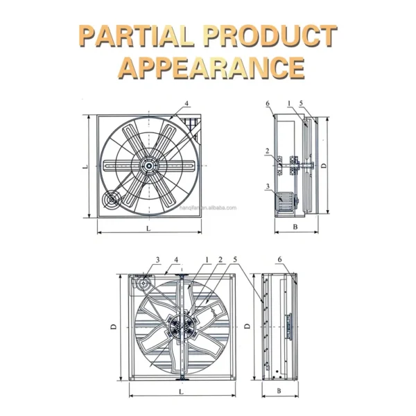 Axial Flow Exhaust Fan, Wall, 220 V, Electric - view 2