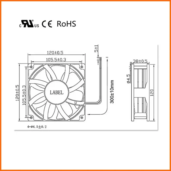 Axial Flow Fan, 12038, Waterproof, IP55, IP65 - view 5
