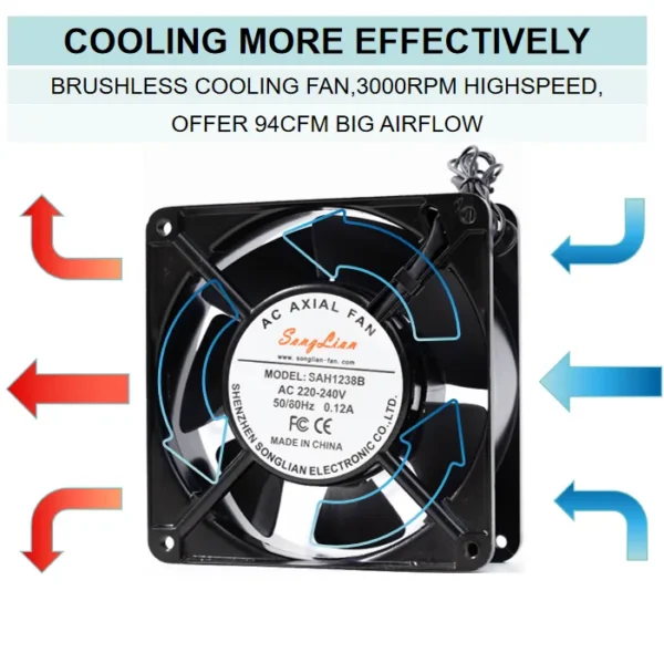 Axial Flow Fan, 120x120x38mm, 110V, 220V, 240V - view 4
