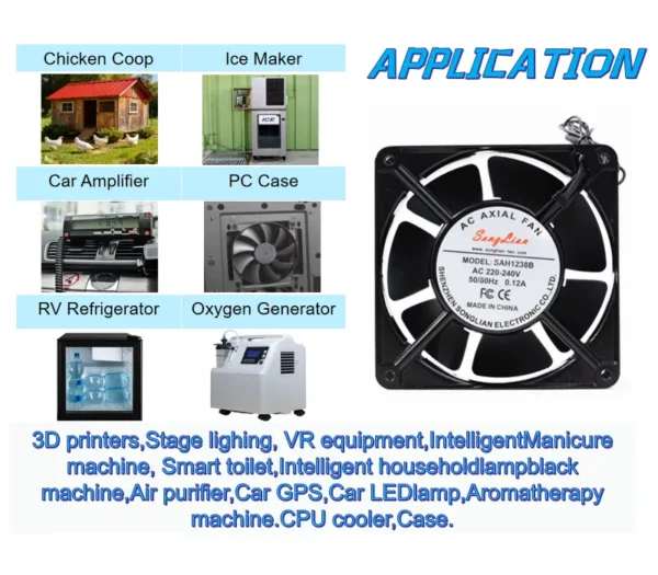 Axial Flow Fan, 120x120x38mm, 110V, 220V, 240V - view 5