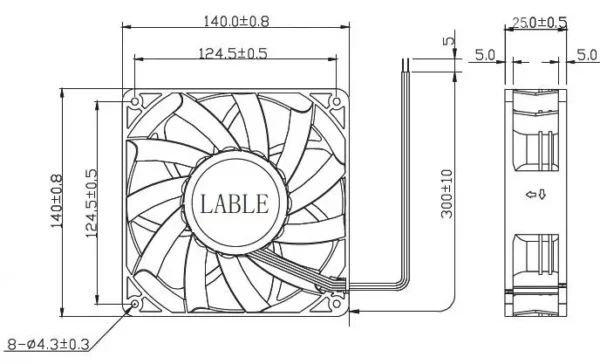 Axial Flow Fan, 140mm, Brushless, 14025, 12V/24V - view 5