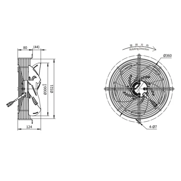 Axial Flow Fan, 24V, 48V, 310V, 200mm-300mm - view 4