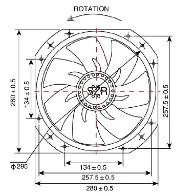 Axial Flow Fan, 28080AC, 280x280x80mm, Brushless - view 6