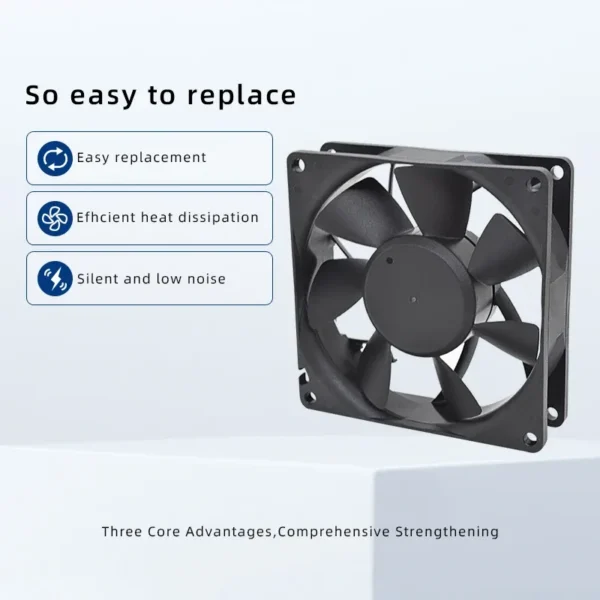 Axial Flow Fan, 48V, 92x92x25mm, Plastic - view 4