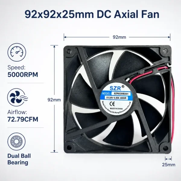 Axial Flow Fan, 5000RPM, 5/12/24/48V, 9225