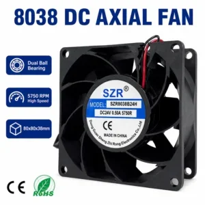 Axial Flow Fan, 8038, Brushless, 12/24/48V
