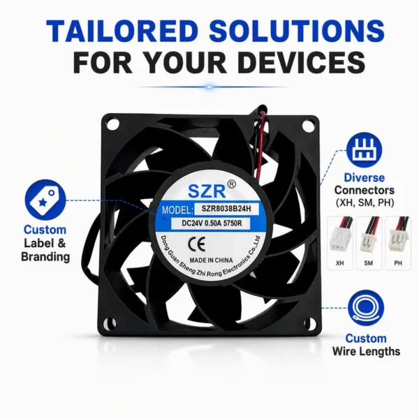 Axial Flow Fan, 8038, Brushless, 12/24/48V - view 3
