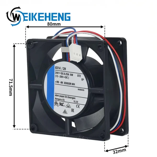 Axial Flow Fan, 8314/2H, 8032, 24V, 6W - view 3