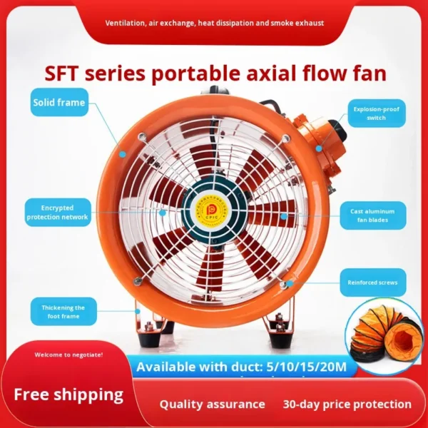 Axial Flow Fan, Explosion-proof, Portable, 220/380V, Steel - view 2
