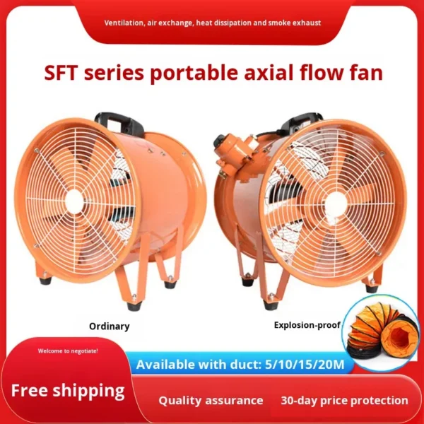 Axial Flow Fan, Explosion-proof, Portable, 220/380V, Steel - view 3