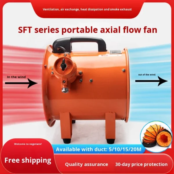 Axial Flow Fan, Explosion-proof, Portable, 220/380V, Steel - view 5