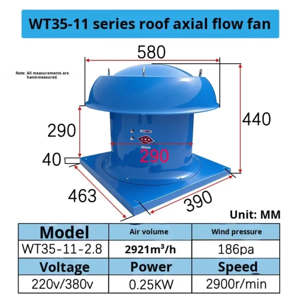 Axial Flow Fan, Explosion-proof, Roof, Stainless, Steel - view 6