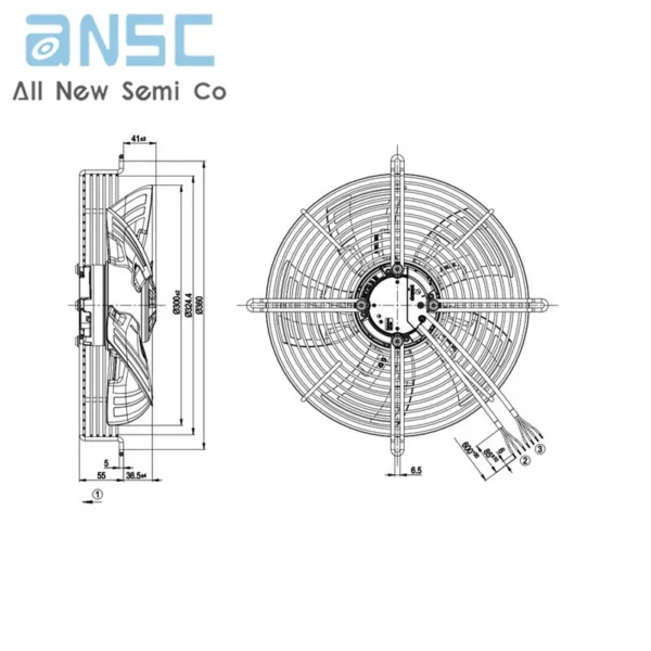 Axial Flow Fan, S3G300-AN02-32, 230V, 1.35A, 170W - view 5