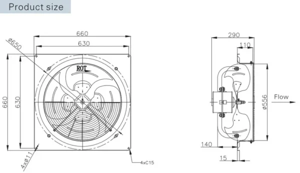Axial Flow Fan, SANXIN, 250W, 380V - view 2