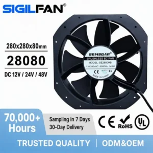 Axial Flow Fan, SIGILFAN, 280x280x80mm, 12V, 24V
