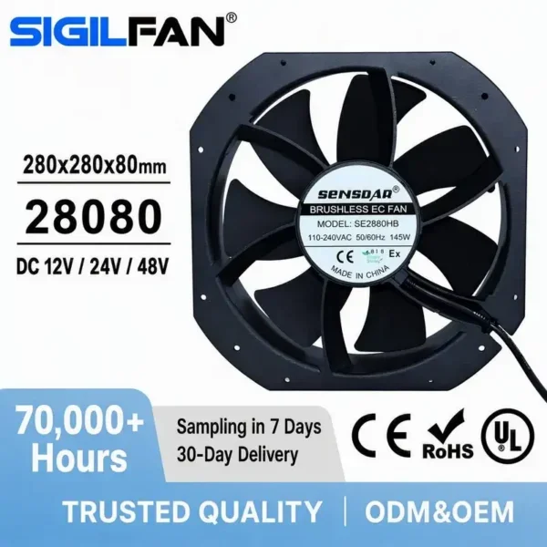 Axial Flow Fan, SIGILFAN, 280x280x80mm, 12V, 24V