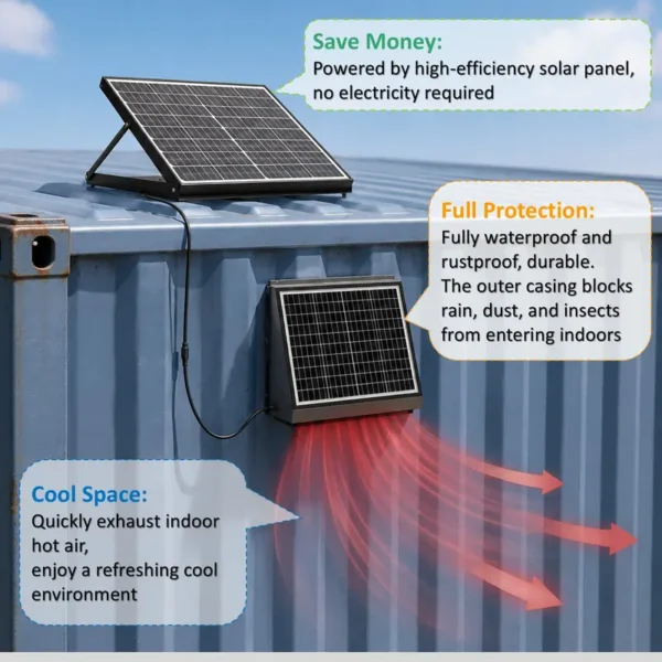 Axial Flow Fan, Solar, 65W, Wall - view 2