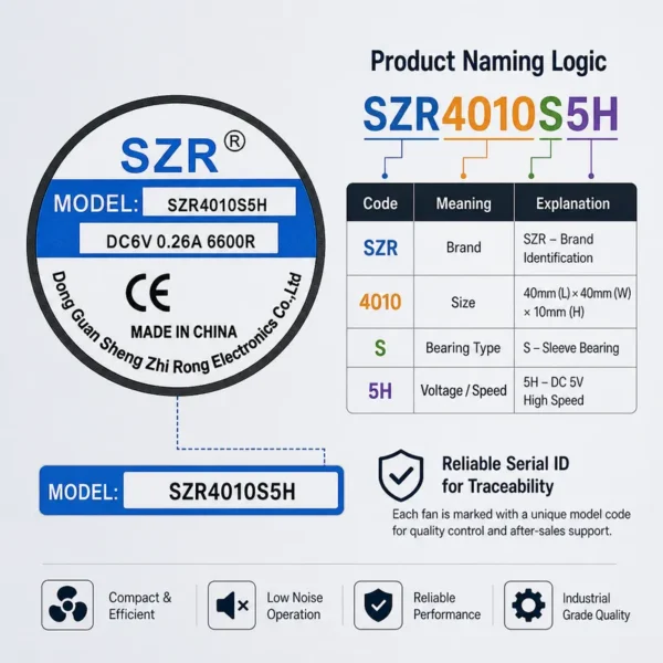 Axial Flow Fan, SZR4010, 40x40x10mm, Waterproof, PWM - view 2