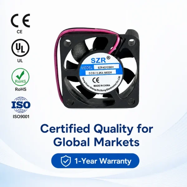 Axial Flow Fan, SZR4010, 40x40x10mm, Waterproof, PWM - view 6
