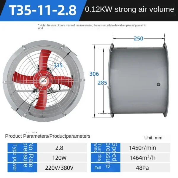 Axial Flow Fan, T35-11, 220V, Steel - view 6
