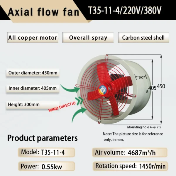 Axial Flow Fan, T35-11-4, 0.55kW, 220V/380V, 1450 - view 6