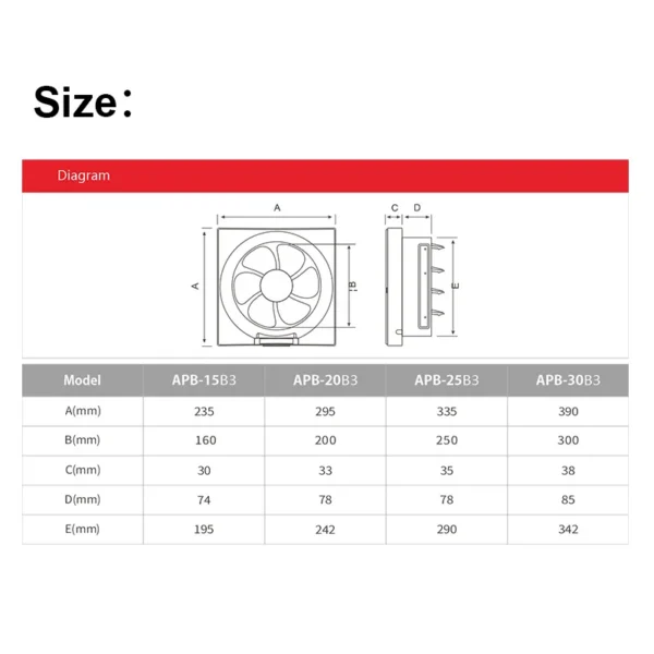 Axial Flow Ventilation Fan, Wall, APB-15B3 - view 5