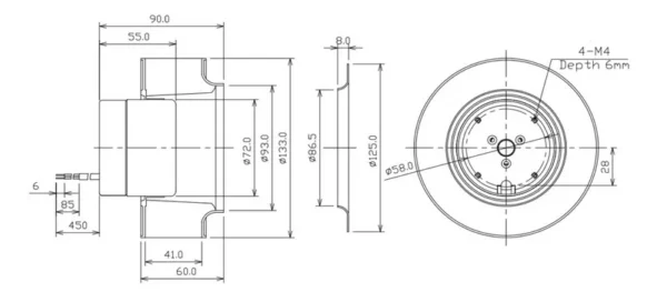 Backward Impeller, DC133, 133x90mm, 2900rpm, Centrifugal - view 5