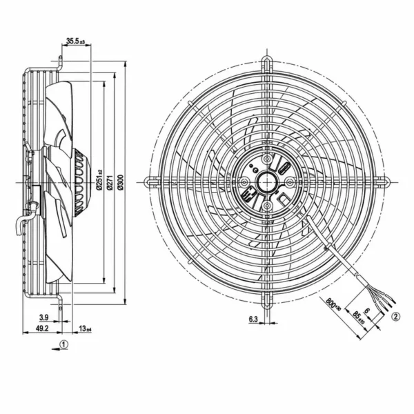 Ball Bearing, 300mm, 230V, 42/45W, Inverter - view 3