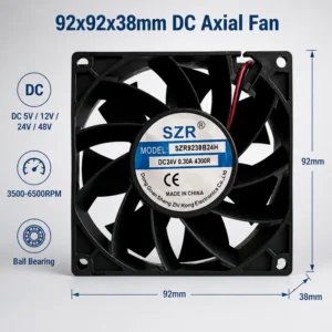 Ball Bearing, 92x92x38mm, 3500-6500RPM, Brushless, Axial