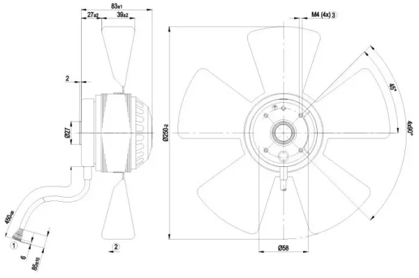 Ball Bearing, A2d250-ai02-01, 400v, 250mm, 0.2a - view 3