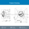 Ball Bearing, K3G250-AV29-B2, 250mm, 230VAC, 50/60HZ - view 4