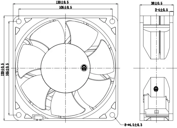 Ball Bearing, YCCFAN, IP55, Waterproof, 1238 - view 2