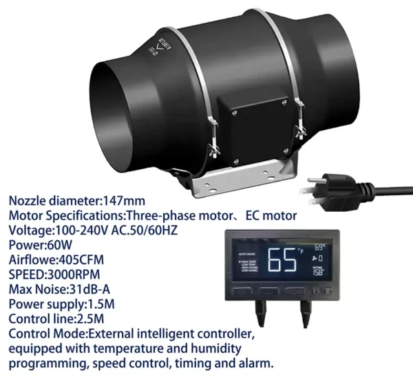 Ball Plastic Duct Fan, AC 100V~240V, Electric - view 2