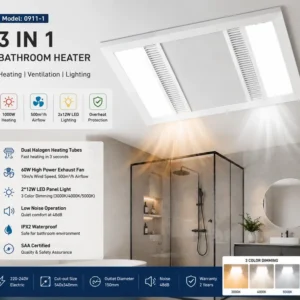 Bathroom Ceiling Heater, 1300W, LED, 500m³/h