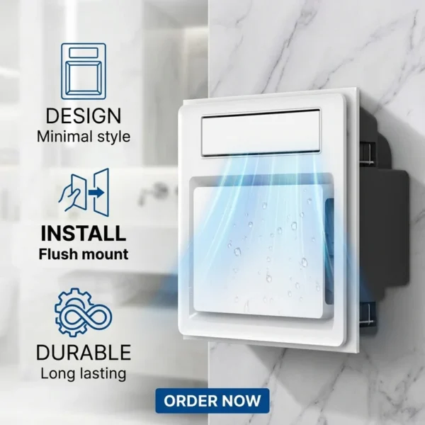 Bathroom Exhaust Fan, Ceiling, 220V, 3-Year