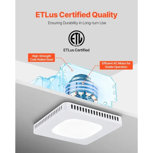 Bathroom Exhaust Fan, LED, CFM, Ceiling - view 6