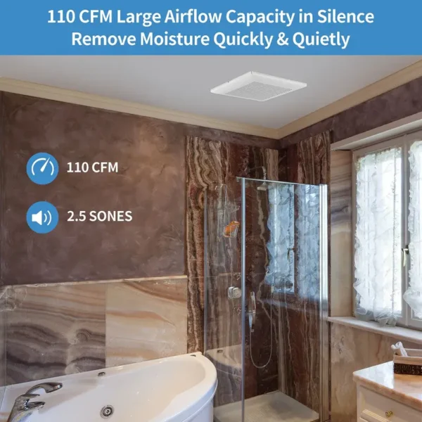 Bathroom Exhaust Ventilation Fan, 110, CFM, Ceiling - view 2
