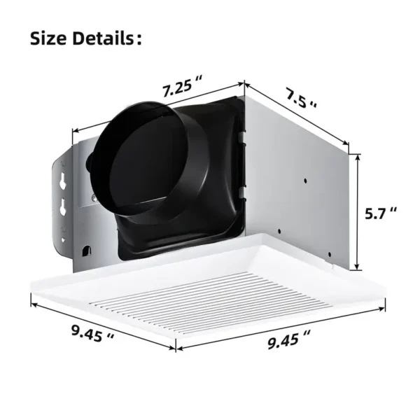 Bathroom Exhaust Ventilation Fan, 110, CFM, Ceiling - view 3