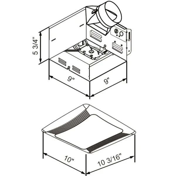 Bathroom Ventilation Fan, 100CFM, Electric, Plastic - view 2