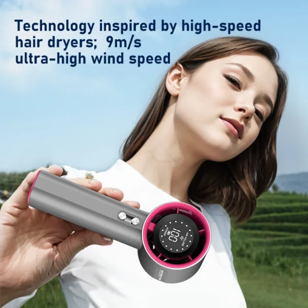 Battery-powered Handheld Fan, Portable, LCD, 100-Speed - view 3