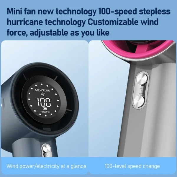 Battery-powered Handheld Fan, Portable, LCD, 100-Speed - view 4