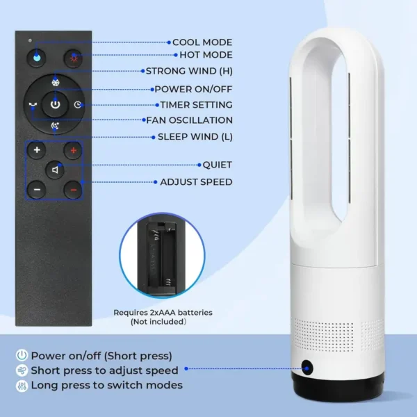 Bedroom Cooler, LED, 1200W, Plastic - view 4
