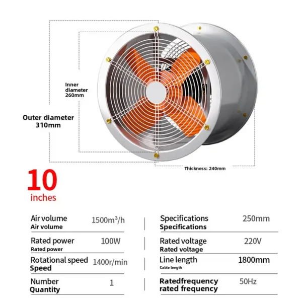 Blade Industrial Axial Fan, 220V, Aluminum - view 6