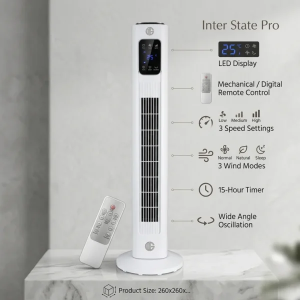 Bladeless Cooling Tower, 36Inch, 50W(0.07hp), Plastic - view 3