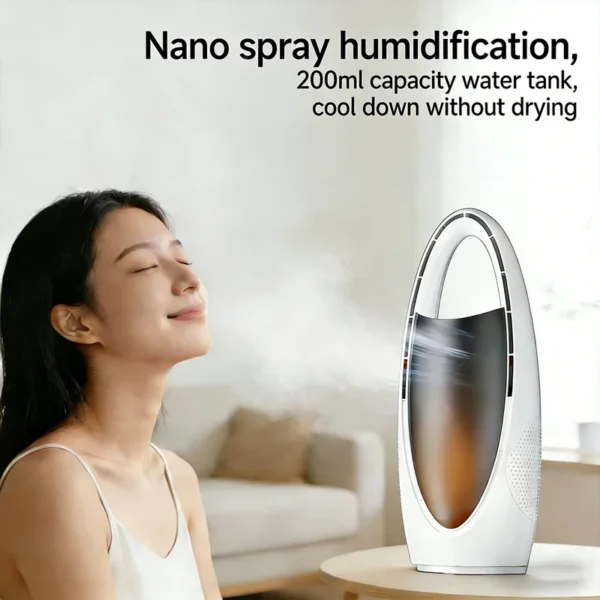 Bladeless Mini Desk Fan, Portable, Plastic - view 5