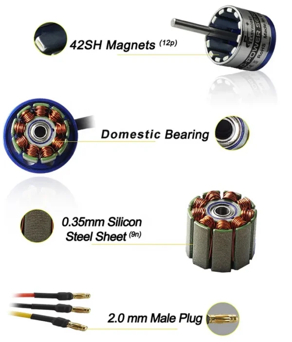 Bldc Outrunner Micro Motor, D2225, 2000KV, Brushless, 20A - view 5