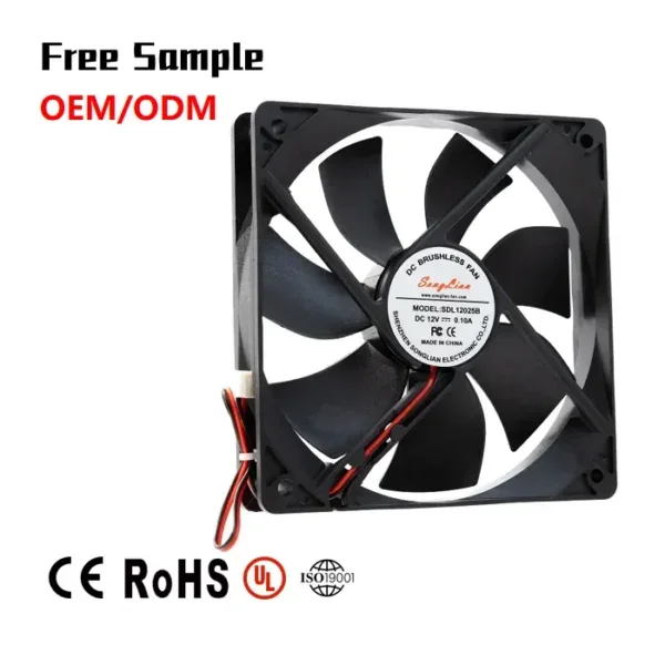Brushless Axial Cooling Fan, 120x120x25mm, 1225, 12V, 24V