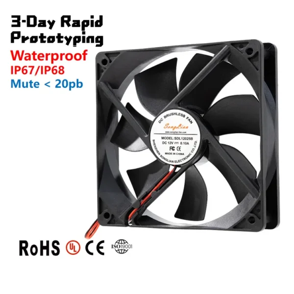 Brushless Axial Cooling Fan, 120x120x25mm, 1225, 12V, 24V - view 3