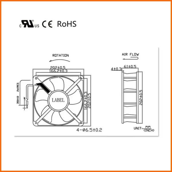 Brushless Axial Panel, SZCGD, 200mm, 35W, 2500-3500 - view 5